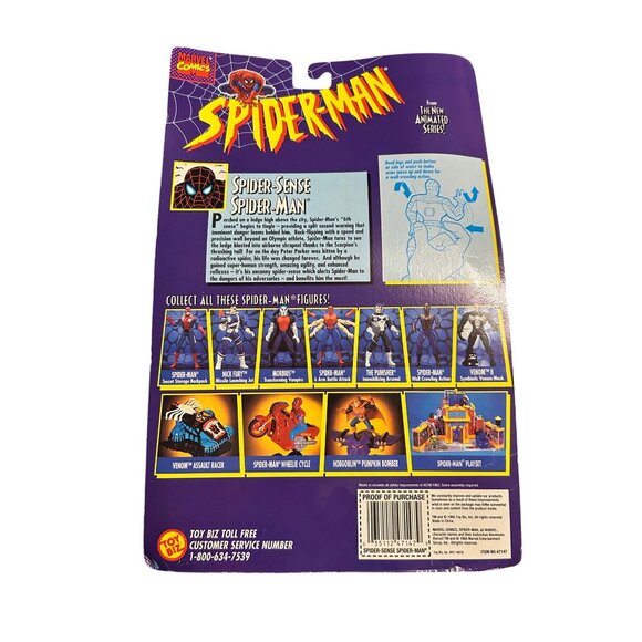 Spider-Sense Spider-Man Action Figure Wall Crawling Marvel Animated Toy Biz 1995 - Picture 2 of 2